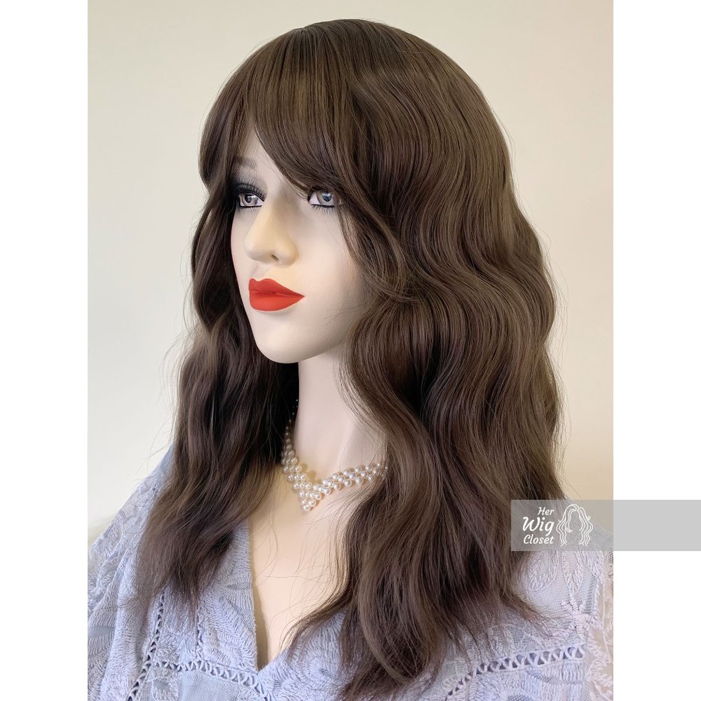 Ash Brown Wavy Wig with Bangs | Mothers Day Gift | Gabriella